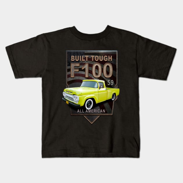 F100 1959 American Pickup Kids T-Shirt by hardtbonez